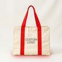 Tas Tote Kanvas Kapasitas Besar Custom Pabrik dengan Pegangan Berwarna, Dapat Digunakan Kembali untuk Penyimpanan & Belanja