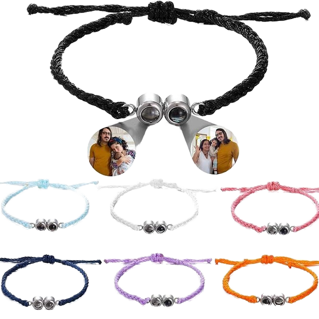 Europe & US Cross-border Women's Charm Woven Bracelet with 100 Languages Support PhotoProjection