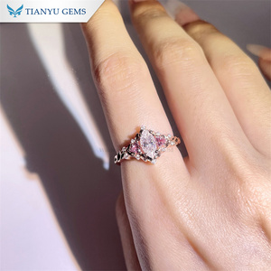 Anillo de Compromiso Tianyu Gems de Oro Rosa de <span class=keywords><strong>14k</strong></span> con Corte Marquise DEF VVS1 de 3.58g, 4*8mm, 0.5ct y Halo de Piedras Rosas - Product Image 6