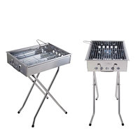 Barbecue portable pliable en acier inoxydable, gril pliable pour le camping en plein air, la randonnée, le pique-nique et la cuisine en plein air
