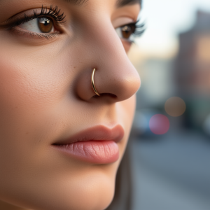 Anillo de Nariz de Acero Inoxidable Color Oro Rosa de 16 mm con Gancho, Estilo Clásico para Uso Diario, Joyería Corporal Unisex, Accesorio de Piercing - Product Image 2