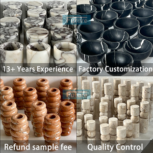 ขายร้อนหรูหราสีดําทองหินธรรมชาติหินอ่อน <span class=keywords><strong>Ashtray</strong></span> สําหรับซิการ์ - Product Image 6