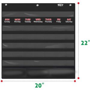 Calendar <b>Pocket</b> Chart 104 Cards Month View Time Management Back To School <b>Plastic</b> Panel Design - Product Image 2