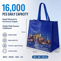 Sacs de courses en polypropylène tissé réutilisables, imperméables, avec logo personnalisé, pour les courses et la promotion