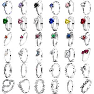 แหวนดอกเดซี่สไตล์ยุโรปประดับเพทายสีแดง ชมพู ฟ้า เขียว ไซส์ 6 7 8 9 สำหรับทุกเพศ เหมาะสำหรับงานแต่งงาน เครื่องประดับแฟชั่นคุณภาพ - Product Image 1