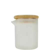 Guci lilin kaca borosilikat 6oz 180ml hitam buram transparan kustom dengan cerat penuang