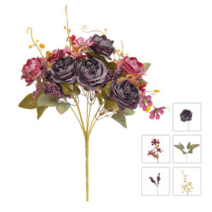 Fabrika toptan yapay çiçekler, 7-head iki renkli gül, ev dekorasyon parti toptan - Product Image 2