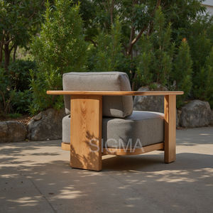 Set di Divani da Esterno in Legno di Teak Moderno con Cuscini Confortevoli, Arredamento da Giardino <span class=keywords><strong>SIGMA</strong></span> - Product Image 3