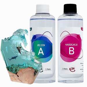 Kit <span class=keywords><strong>de</strong></span> résine époxy liquide effet <span class=keywords><strong>verre</strong></span> haute brillance sans bulles 1:1 AB pour tables en bois et plateaux <span class=keywords><strong>de</strong></span> tables artistiques - Product Image 1