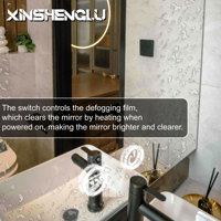 Miroir intelligent à capteur tactile intégré DC12V 3A 36W IP20 avec fonction anti-buée, étanche, double interrupteur tactile et alimentation intégrée