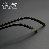 Lunettes de vue de luxe en corne de buffle véritable, montures optiques personnalisées en titane blanc sans monture pour hommes