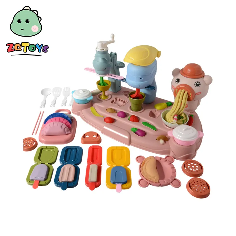 Zhiqu đồ chơi trẻ em màu đất sét Hamburger mì máy đồ chơi plasticine không độc hại khuôn công cụ thiết lập handmade cô gái