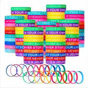 Motivational Inspirational Silicone Bracelet Positive Message Rubber Elastic Wristband Custom Logo Party <b>Gift</b> for Men Women - Product Image 2