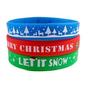 Bracelets/bracelets en silicone personnalisés de haute qualité, écologiques, pour Noël, en caoutchouc, imperméables, souples, avec impression de logo - Product Image 1