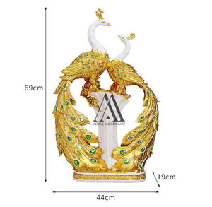 Современная декоративная статуя павлина ручной работы, сувенир, большая смола, Золотой Павлин, домашний декор - Product Image 4
