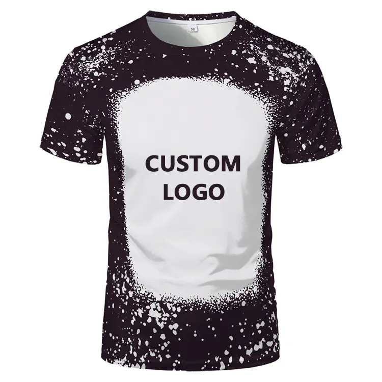 2021 New Arrival Faux Bleach Own Design T-shirt 190gsm Polyester Short Sleeve T Shirt Print Sublimation Sublimation Blanks Men
