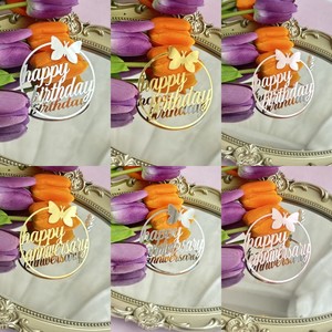 ท็อปเปอร์เค้กรูปผีเสื้ออะคริลิคทรงกลมลายฮันนี่แอนด์สวีทเนส สำหรับตกแต่งเค้กวันเกิดหรือวันครบรอบ - Product Image 1