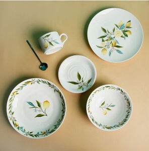 New Designs 6pcs Lemon Pattern Dinner Set Porcelain Dinnerware Set Ceramic Plate <b>Cup</b> and Saucer Sets - Product Image 3