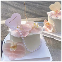 Chaîne de perles carrées rouges et blanches en plastique, style européen, finition mate, pour décoration de table de gâteaux et desserts, idéale pour la Saint-Valentin