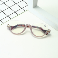 Nouvelles lunettes de lecture œil de chat demi-cerclées avec strass et fil de suspension, monture PC, personnalisées, à la mode, pour presbytes, vente en gros