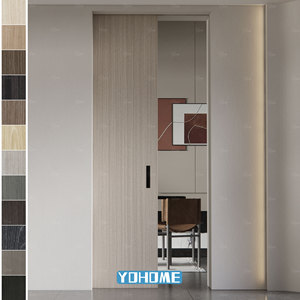 Porte coulissante encastrée européenne moderne, porte intérieure dissimulée de luxe en MDF, porte coulissante encastrée en bois cachée - Product Image 5
