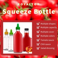 Condiment Squeeze Chili Sauce Bouteilles en plastique transparent Ketchup Moutarde Mayonnaise Bouteilles à presser avec couvercle rabattable
