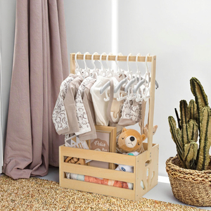 Tủ đựng đồ sơ sinh bằng gỗ có tay cầm, dùng để đựng quần áo & quà tặng bé, giỏ đựng quà cho lễ mừng đầy tháng - Product Image 3