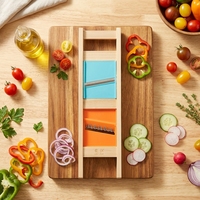 Handmatige mandoline van massief hout, 2-in-1, 2,5 mm medium, 4,5 mm extra groot, julienne groentesnijder, keuken gadget, verpakt in doos