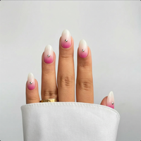 Nouvelles bandes adhésives pour ongles en résine UV-Free, effet French brillant, imperméables, dégradé rose blush avec strass argentés, pour commandes en gros