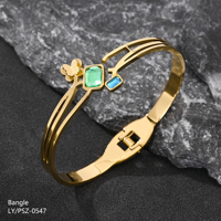 Bracelet jonc géométrique plaqué or 18 carats en acier inoxydable écologique de haute qualité, avec zircon creux vintage