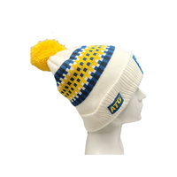 Bonnet en acrylique tricoté à la machine 100 %, motif géométrique rayé, chaud, unisexe, pour adulte, idéal pour les voyages et les activités de plein air – Vente en gros