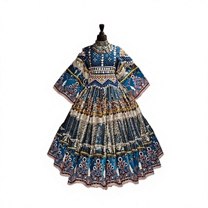 Robe de mariage traditionnelle afghane, robe de mariage traditionnelle Banaras, magnifique robe afghane bleue avec broderies argentées - Product Image 1