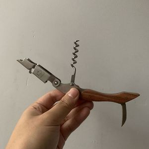 Customization LOGO Professional Waiters Corkscrew Wine <b>Bottle</b> Opener Stainless Steel Wooden Handle 3-in-1 Function Eco-Friendly - Product Image 5