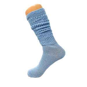 Chaussettes en coton pour femmes DB, motif floral bleu clair, longueur mi-mollet, taille unique, convient aux pointures 5 à 10, usage quotidien - Product Image 5