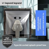 Boîtier étanche Smart Life IP14 type 86 pour interrupteur mural de salle de bain/toilettes, en plastique transparent authentique
