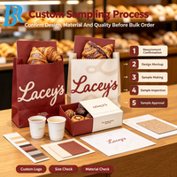 Ensemble d'emballages à emporter pour pâtisserie, café et chocolaterie : sacs en papier personnalisés, boîtes à desserts en chocolat et gobelets en papier pour café - Vente en gros