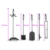Ensemble d'outils de cheminée 5 pièces accessoires de cheminée intérieur support de foyer extérieur Kit de feu avec pince à pelle de poker brosse et support