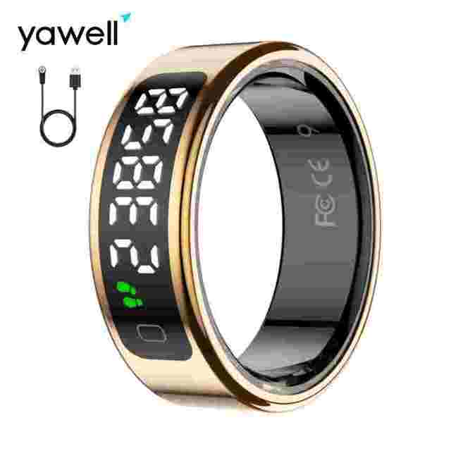 Yawell R11C Touch Counter LCD Time Android IOS Fitness Sports 1ATM Waterproof Screen Prayer Smart Ring with Display