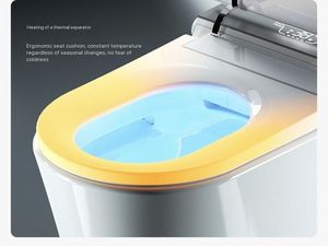 WC intelligent monobloc en céramique de luxe moderne, à poser au sol, avec siphon S-trap, chasse d'eau, bidet intégré et siège chauffant, garantie 2 ans - Product Image 2