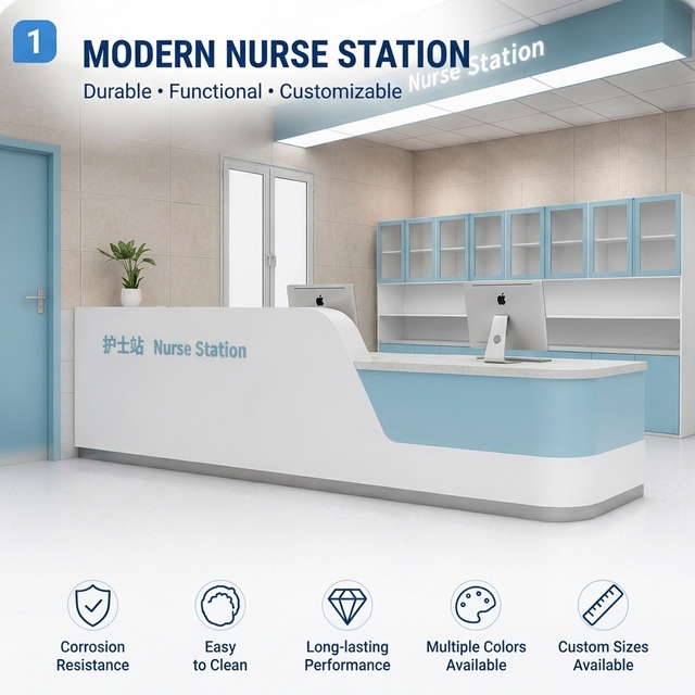 Modern Custom Hospital Nurse Station Desk Medical Reception Counter for Clinic Use