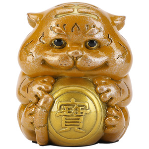 รูปปั้นเสือน่ารัก ทองแดง ของตกแต่งบ้าน สำนักงาน ของขวัญ - Product Image 4