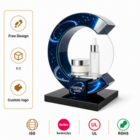 Présentoir de Comptoir Circulaire Bleu Personnalisé pour Soins de la Peau, Vitrine pour Pots de Crème, Idéal pour les Marques Cosmétiques et la Vente en Gros/Détail