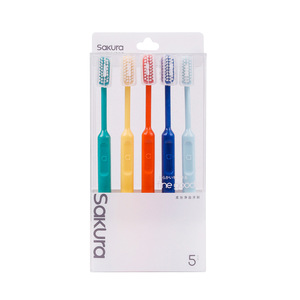 Sakura Soft Bristle Toothbrush Adult Manual High Quality Gum Care Teeth Cleaning 5 Pack <b>Macaron</b> Color - Product Image 2
