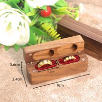 Boîte à bagues double en bois de noyer personnalisée avec logo pour fiançailles et mariage, vente en gros
