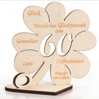 Cadeau d'anniversaire en argent, trèfle à quatre feuilles porte-bonheur, décoration de table intérieure en bois personnalisée, cadeau d'anniversaire ou de mariage