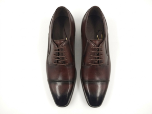 Chaussures habillées Oxford pour hommes en cuir véritable brun foncé bruni à bout pointu, à lacets, semelle extérieure en caoutchouc, pour le bureau, la carrière, les tenues formelles, vente en gros - Product Image 3