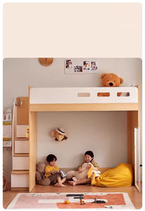 Lit mezzanine en <span class=keywords><strong>bois</strong></span> avec bureau, escalier et étagère pour adultes ou adolescents, idéal pour les campus, les écoles, les auberges de jeunesse ou les appartements - Product Image 6