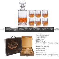 Decantador de whisky de cristal moderno personalizado, juego de vidrio con botella y Vasos