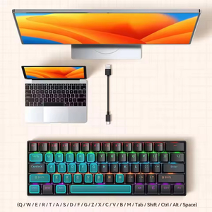 T60 61keys Mechanical Wired Gaming <b>Keyboard</b> <b>Customized</b> Hot-Swap RGB Backlit Multimedia Function <b>Keys</b> for Laptop/PC - Product Image 4
