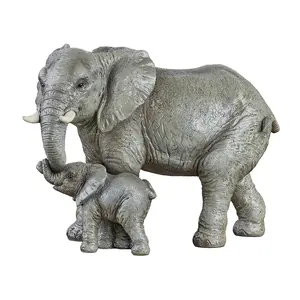 Hand-Painted Elephants at Play Tabletop Figurines Resin Crafts Animal Small Elephant Statue